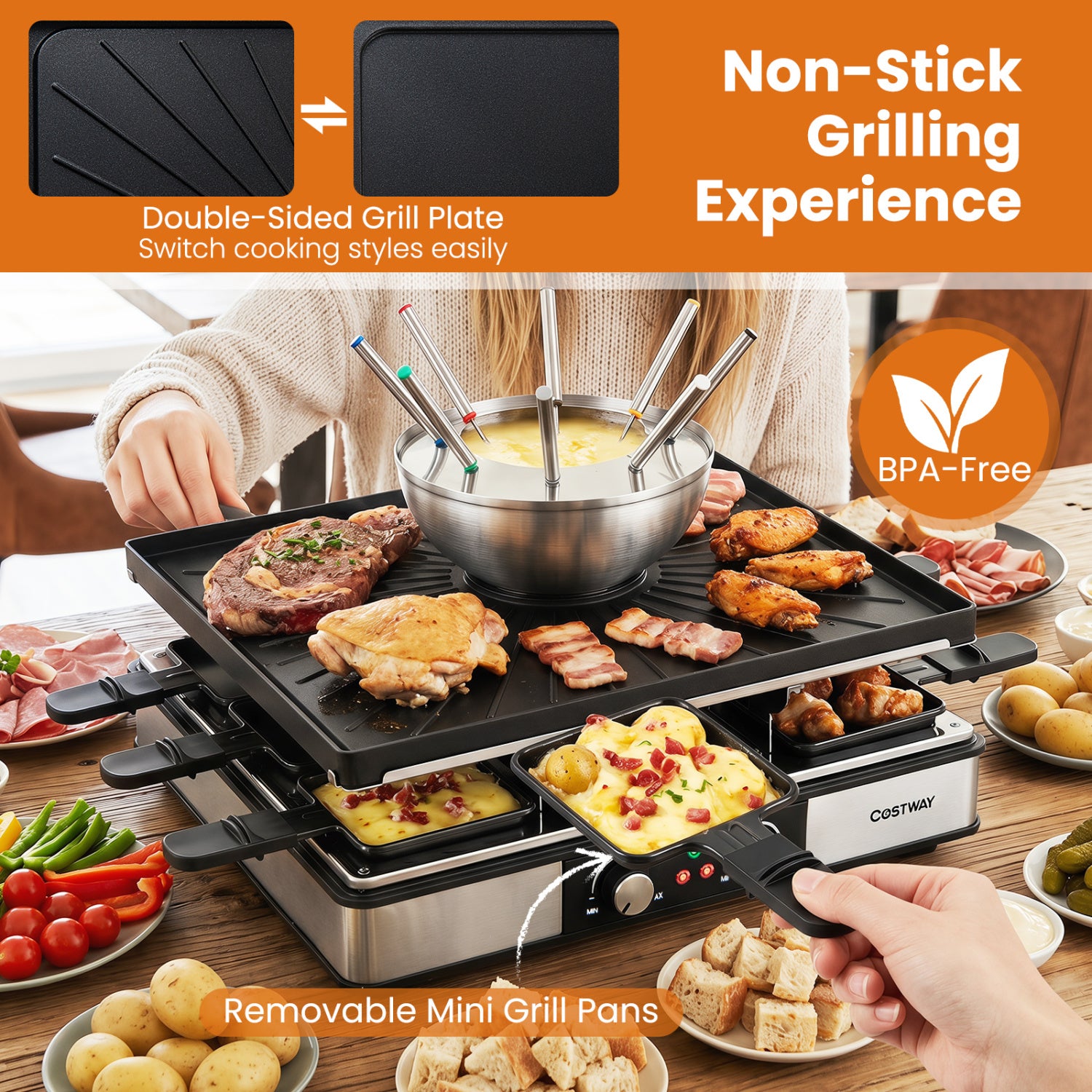 BBQ Grill With Fondue Pot Set, Adjustable Thermostats, For 8 People Outdoor Grills at Gallery Canada