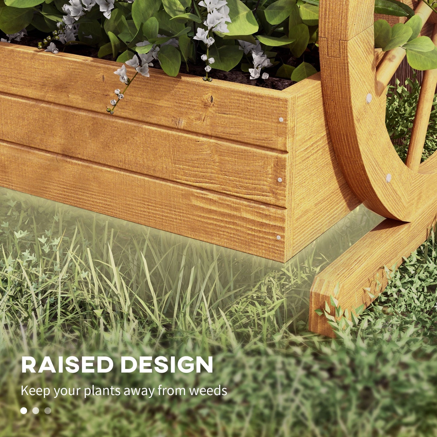 Wooden Wagon Planter Box, 3-Tier Raised Garden Bed, 24" x 24" x 22" Raised Garden Beds at Gallery Canada
