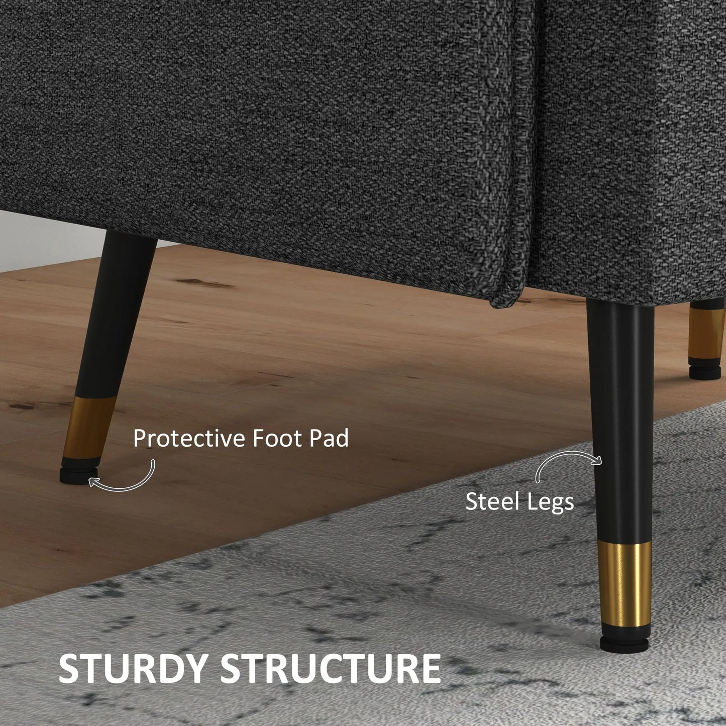 Modern Armchair, Upholstered Accent Chair, Tufted Back, Steel Legs, Dark Grey Accent Chairs at Gallery Canada