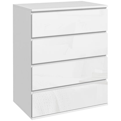 4 Drawer Cabinet, High Gloss, Bedroom Chest, Metal Runners, White Storage Cabinets High Gloss White at Gallery Canada