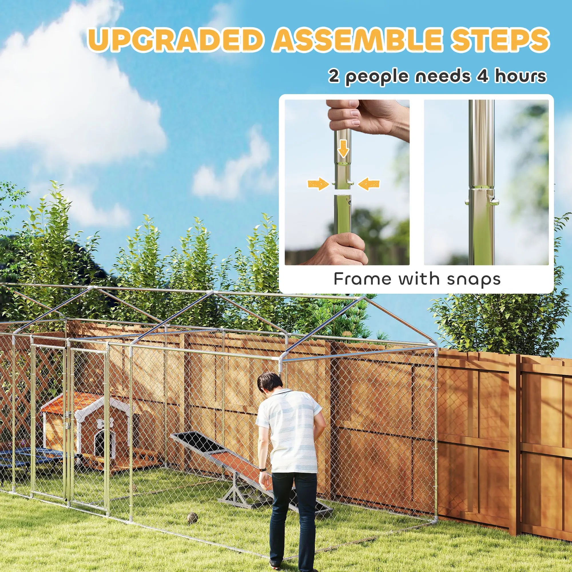 Outdoor Dog Kennel, Waterproof UV Cover, Escape-Proof Lock, 19.7' x 7.5' x 7.5' Houses, Kennels & Pens at Gallery Canada