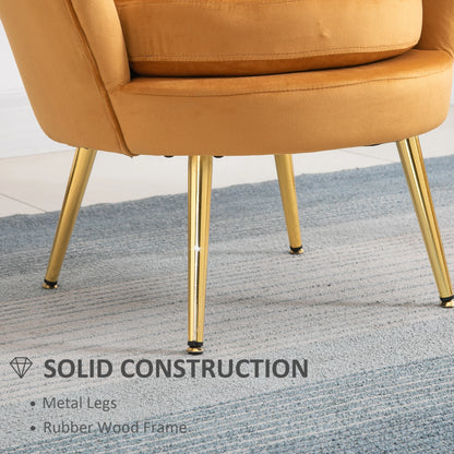 Modern Velvet Accent Chair, Gold Metal Legs, 1-Piece, Yellow Accent Chairs at Gallery Canada