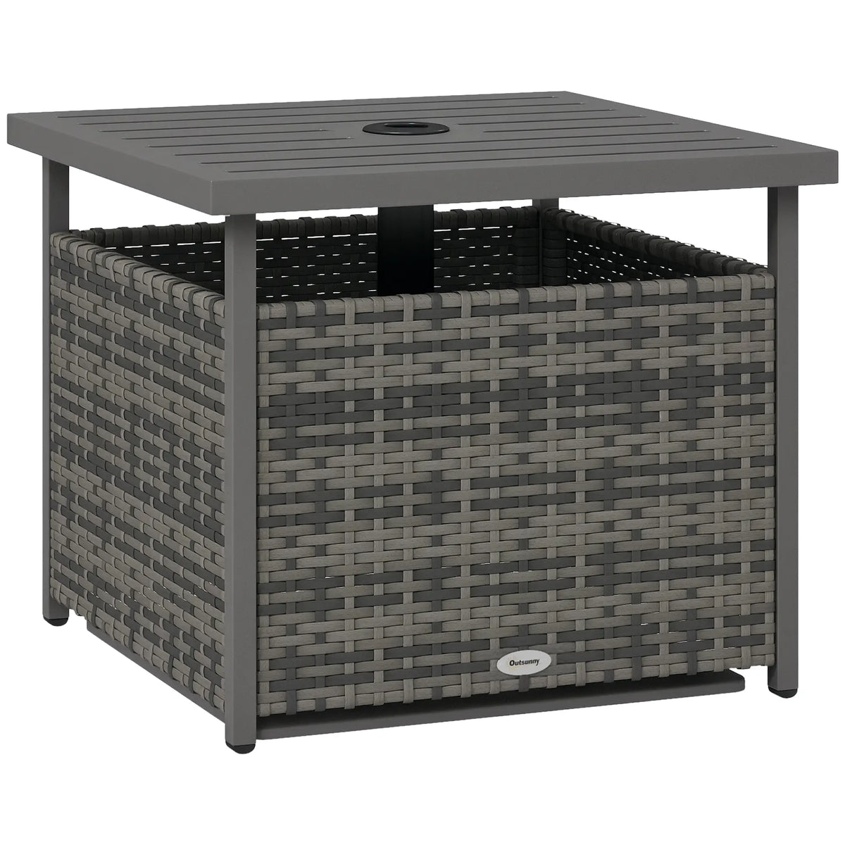 Rattan Wicker Patio Coffee Table With Umbrella Hole, Grey Patio Side Tables at Gallery Canada