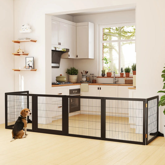 Wooden Freestanding Pet Gate, 2 Support Feet, Black Houses, Kennels & Pens Black at Gallery Canada