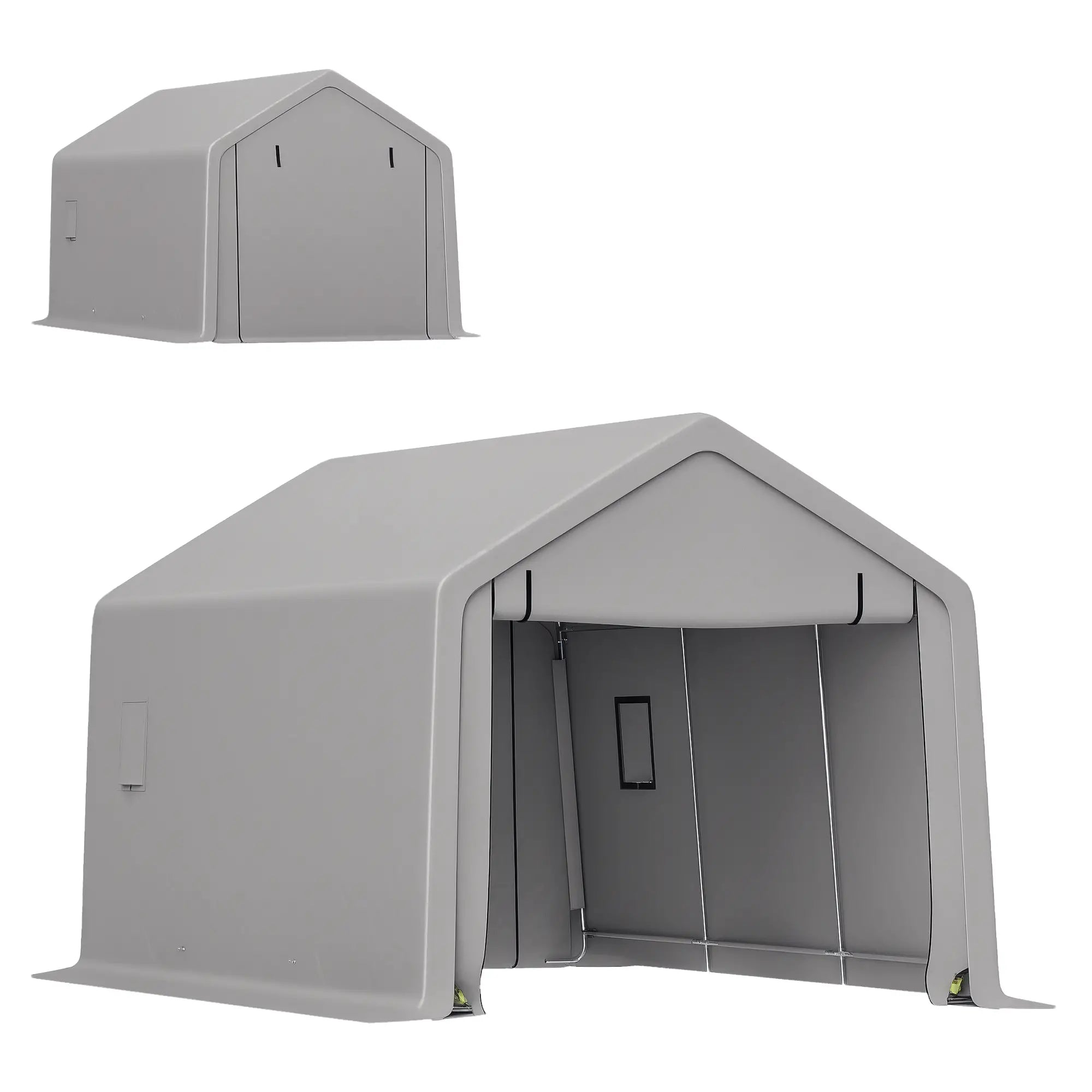 Heavy Duty Carport, 10 x 17 ft, Portable Garage, Roll-up Door, Grey Car Shelters at Gallery Canada