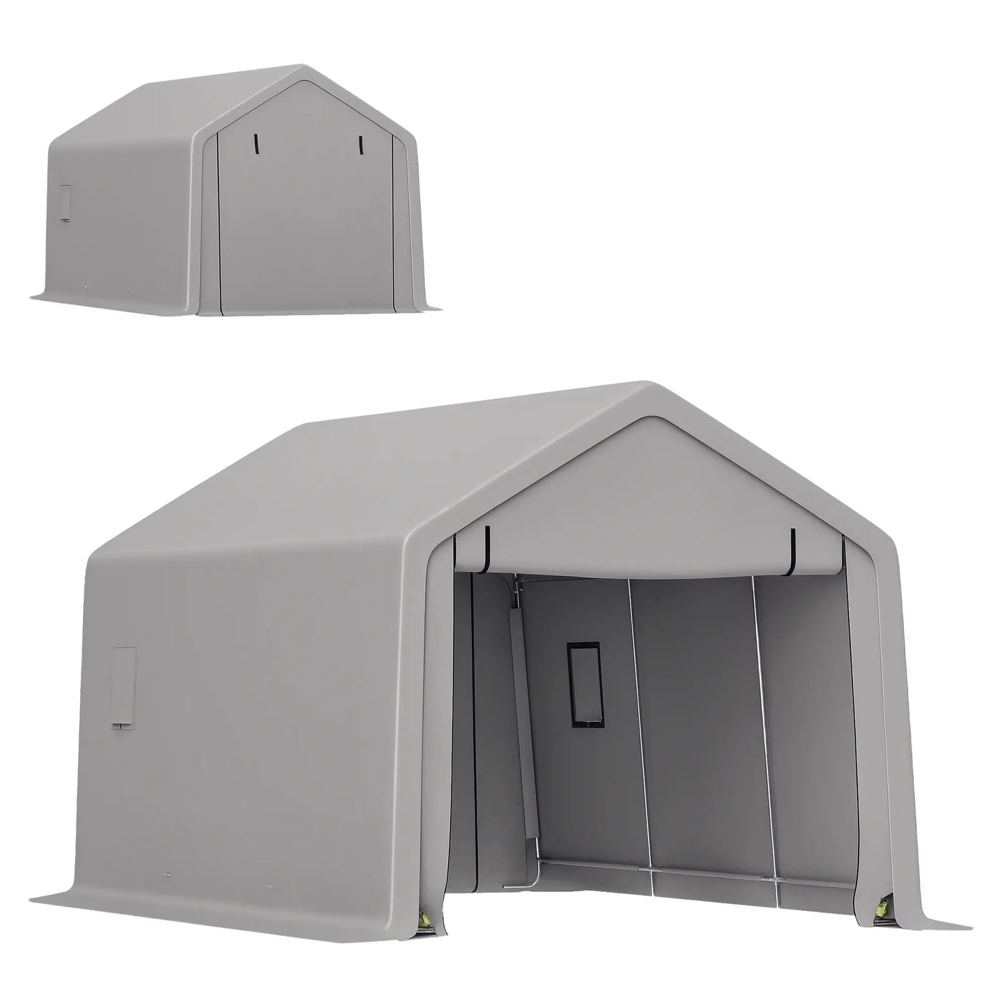 Heavy Duty Carport, 10 x 17 ft, Portable Garage, Roll-up Door, Grey Car Shelters at Gallery Canada