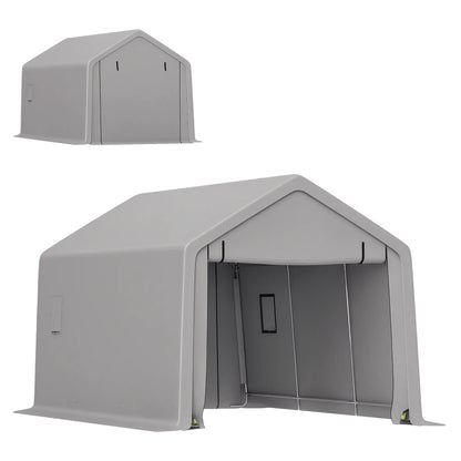 Heavy Duty Carport, 10 x 17 ft, Portable Garage, Roll-up Door, Grey Car Shelters at Gallery Canada