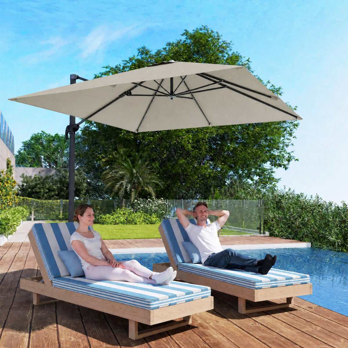 Pergola en aluminium à cantilever de 8 pieds, rotation à 360°, gris foncé