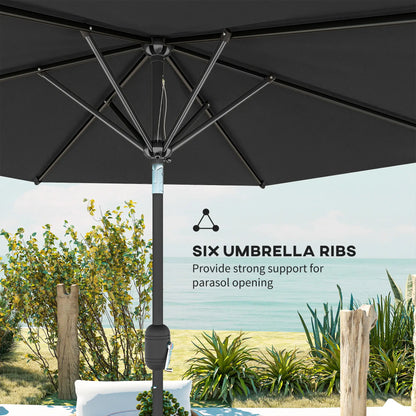 Patio Sun Umbrella, Outdoor Parasol, 6 Ribs, Black Sun Umbrellas at Gallery Canada