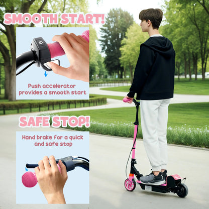 Foldable Electric Scooter for Kids, Seat, 2 Heights, 6km Range, 12km/h, Pink Scooters at Gallery Canada