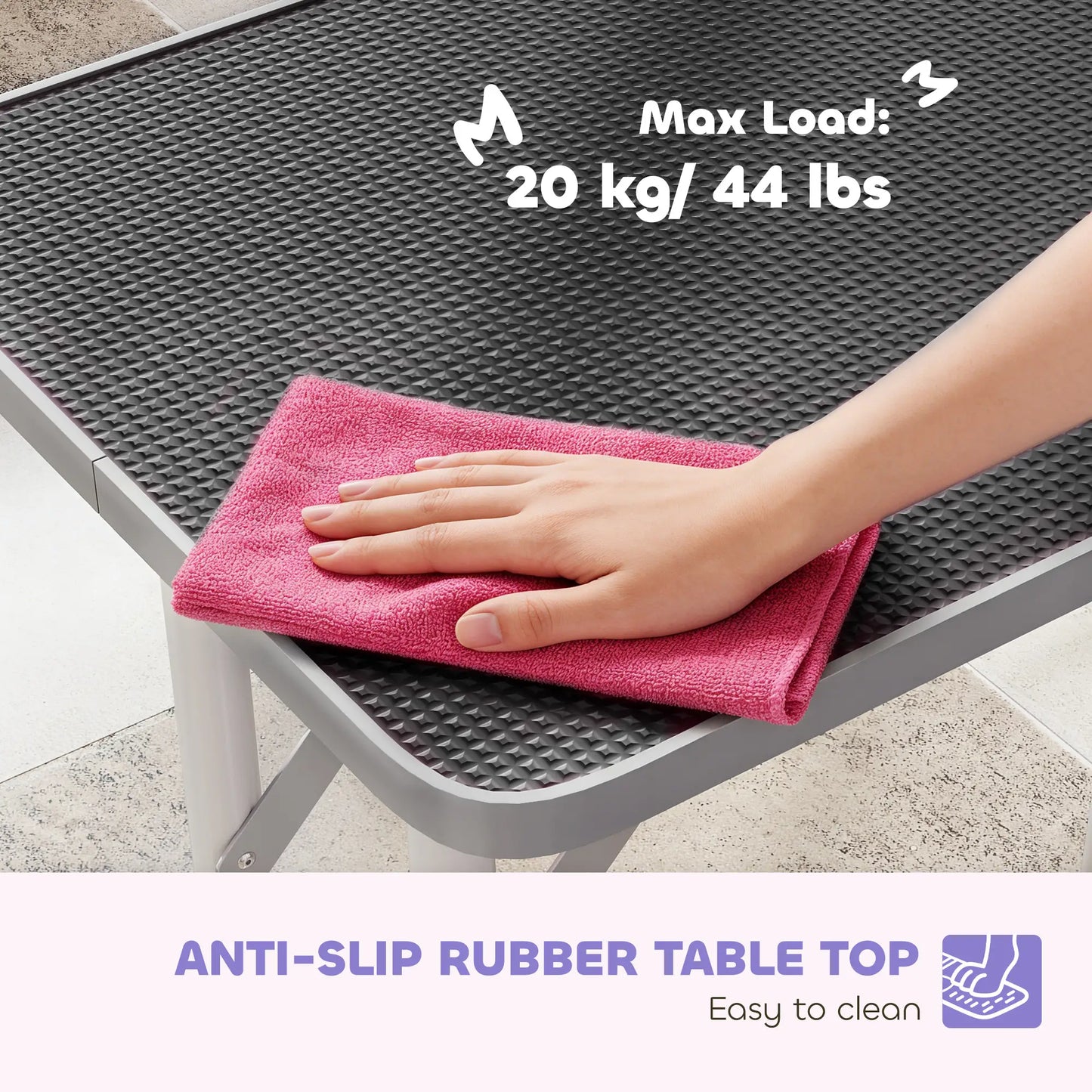 Table de toilettage pour animaux pliable, bras réglable, surface antidérapante, noir
