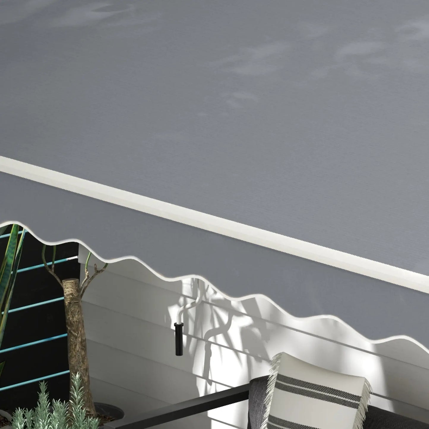 13' x 8' Manual Retractable Patio Awning, Sun Shade, Aluminum Frame, Grey Deck Awnings at Gallery Canada