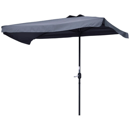 7.5ft Half Umbrella, Crank Handle, Top Vent, Grey Sun Umbrellas Dark Grey at Gallery Canada