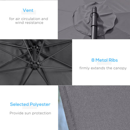 10ft Offset Patio Umbrella with Base, Crank, Grey Cantilever Umbrellas at Gallery Canada