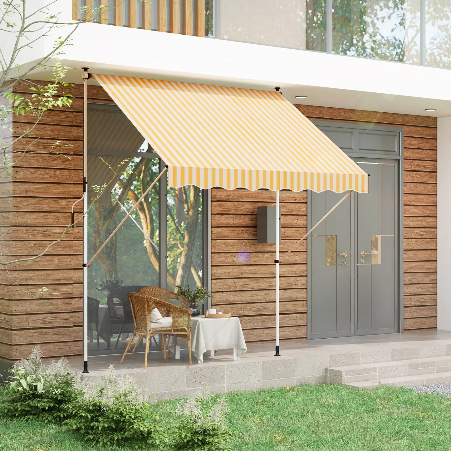 10x5ft Manual Retractable Awning, Sun Shade Canopy, Water Resistant, Yellow Door Awnings at Gallery Canada