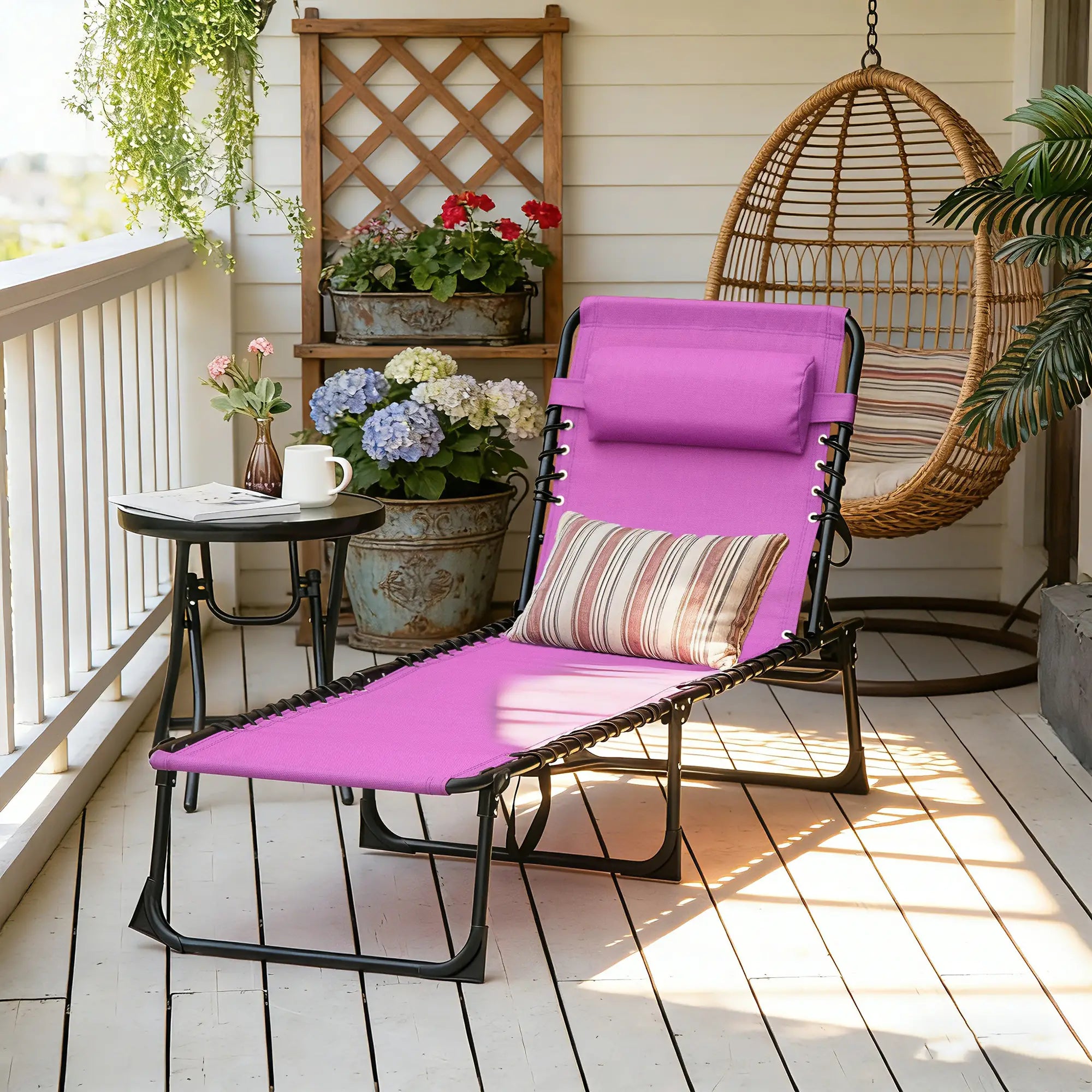 Outdoor Folding Lounge Chair, 4-Level Adjustable, Purple Lounger Chairs at Gallery Canada