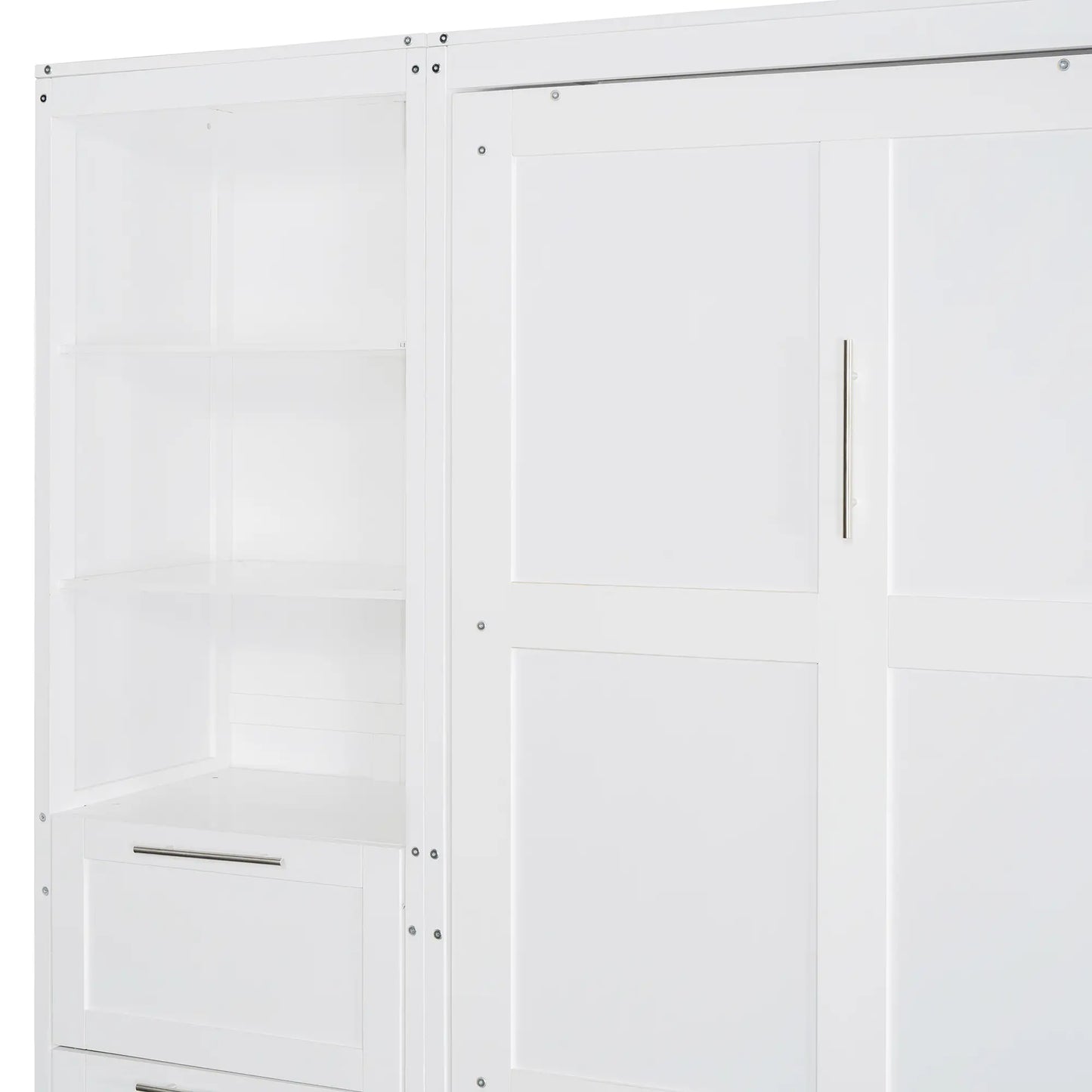 Murphy Bed with Storage, Space-Saving Wall Bed, 120" L x 20" W x 88.5" H, White Bed Frames at Gallery Canada