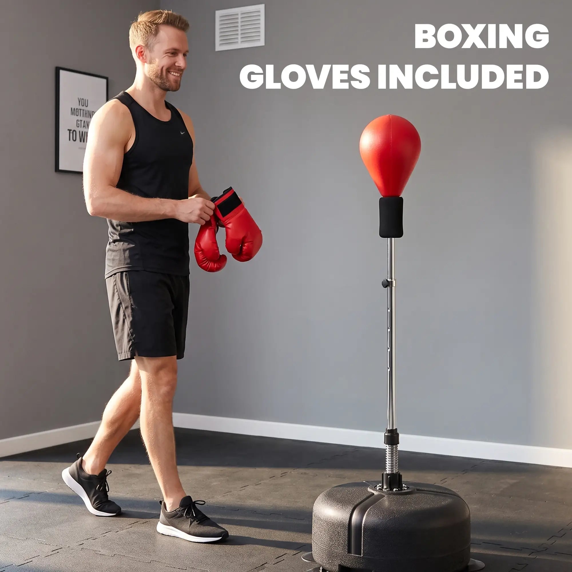 Adjustable Height Boxing Bag Set, 6 Suction Cups, Boxing Gloves, Exercise Training Strength Training Equipment at Gallery Canada