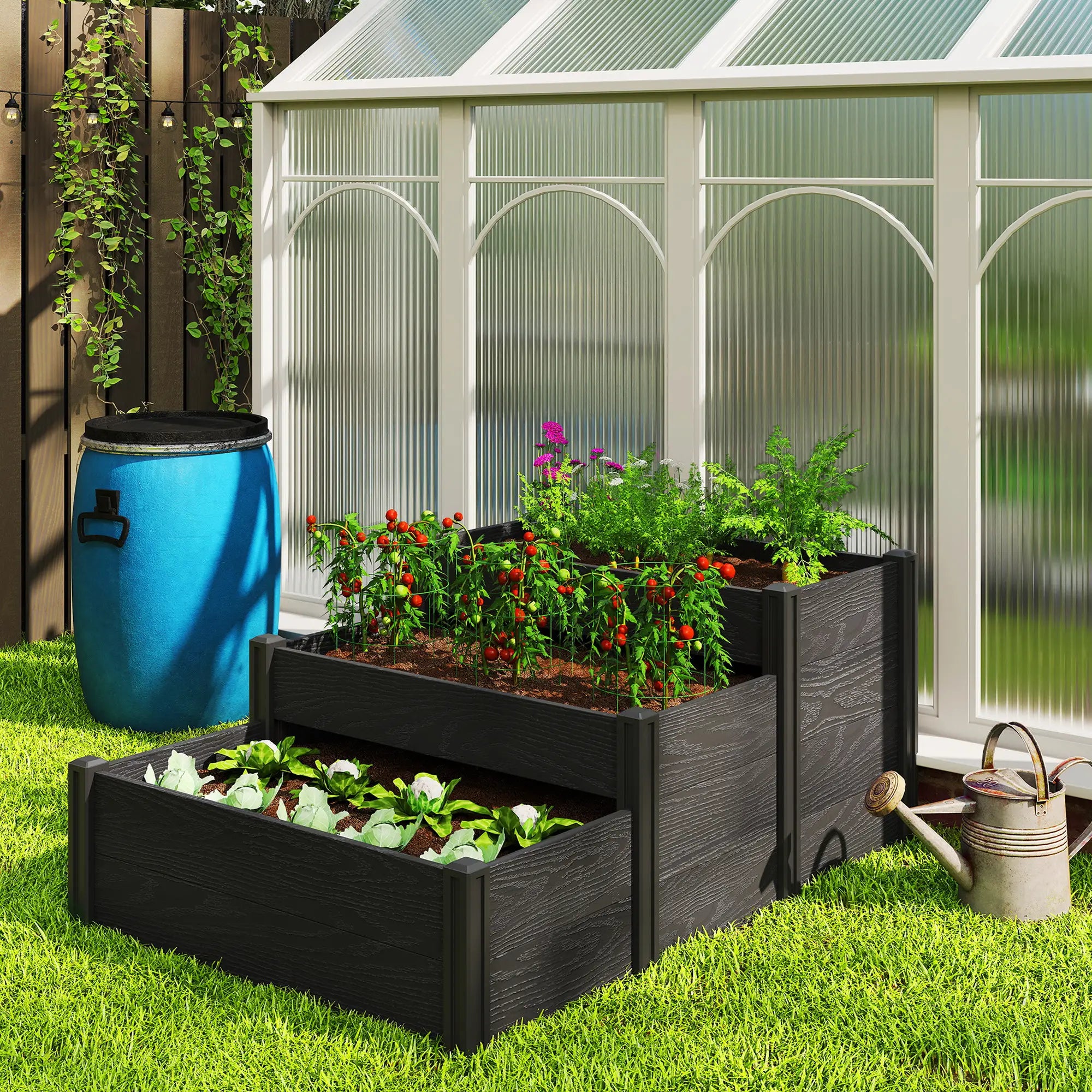 Vinyl Raised Garden Bed Kit, 3-Tier Elevated Garden Box, Outdoor Planter Wooden Planter Boxes at Gallery Canada