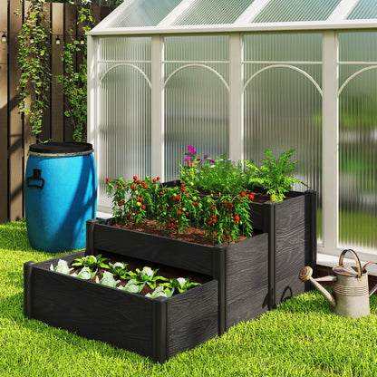 Vinyl Raised Garden Bed Kit, 3-Tier Elevated Garden Box, Outdoor Planter Wooden Planter Boxes at Gallery Canada