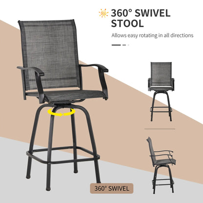 3 Piece Outdoor Patio Bar Set, 2 Swivel Stools, 1 Table, Grey Bistro Sets at Gallery Canada