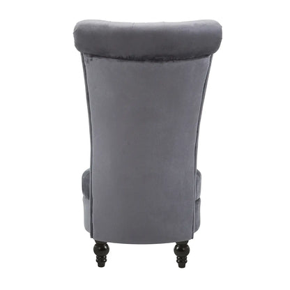 45" Tufted High Back Velvet Accent Chair, Soft Padded Lounge, Ash Grey Single Sofas at Gallery Canada