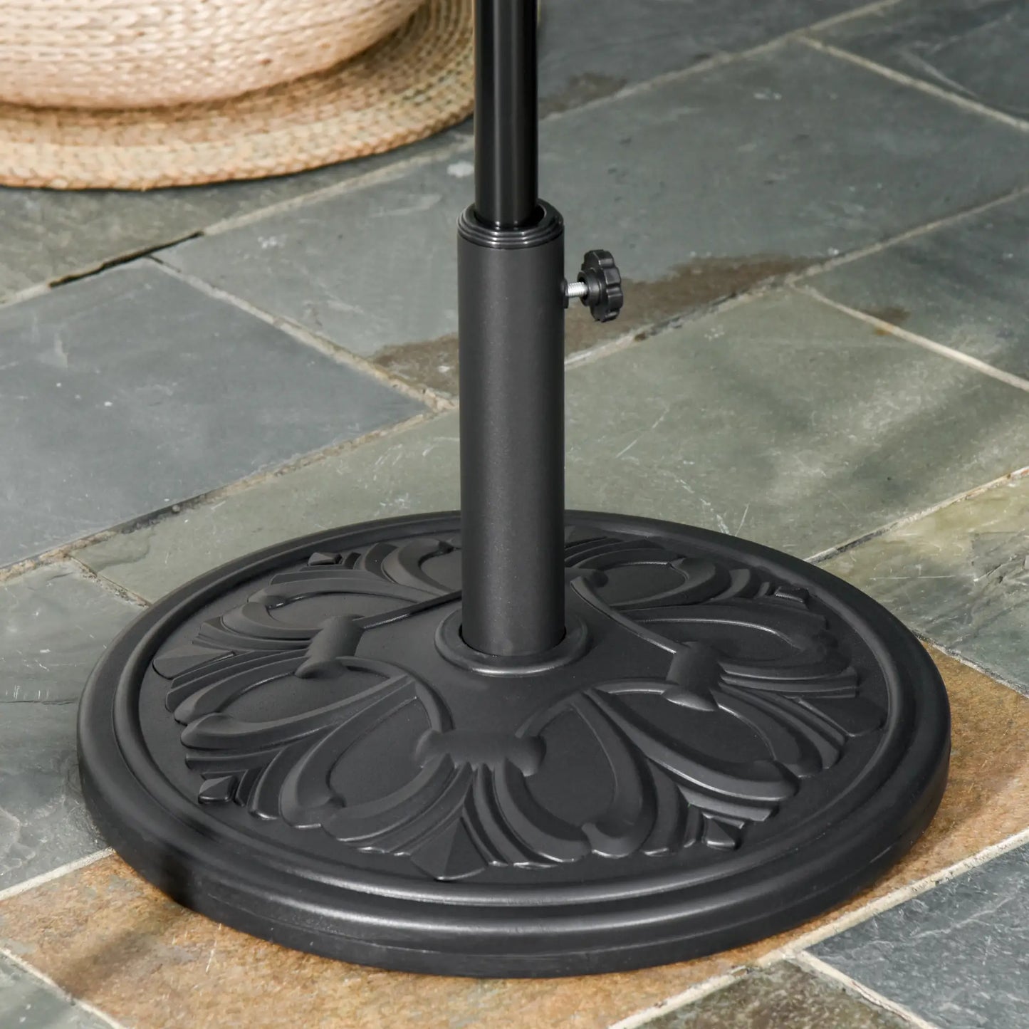29lbs Heavy Duty Umbrella Base, 19" Round Parasol Stand, HDPE Cement, Black Umbrella Bases at Gallery Canada