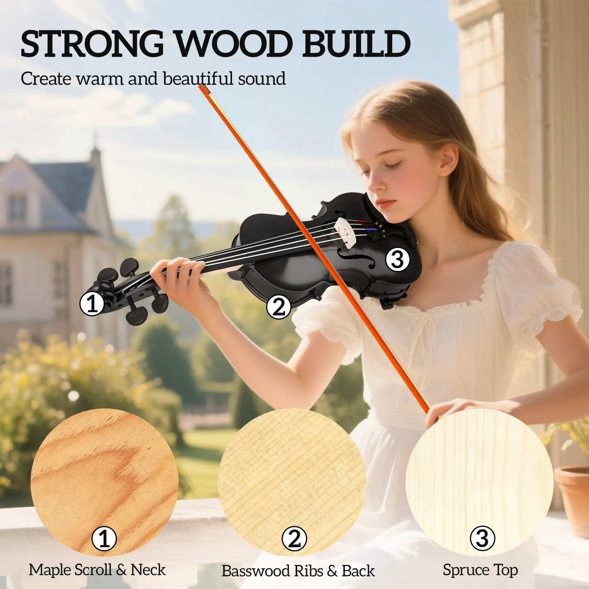 Full Size Violin, Wood Acoustic Set, Case, Rosin, Shoulder Rest, Black Electronic Musical Pianos at Gallery Canada