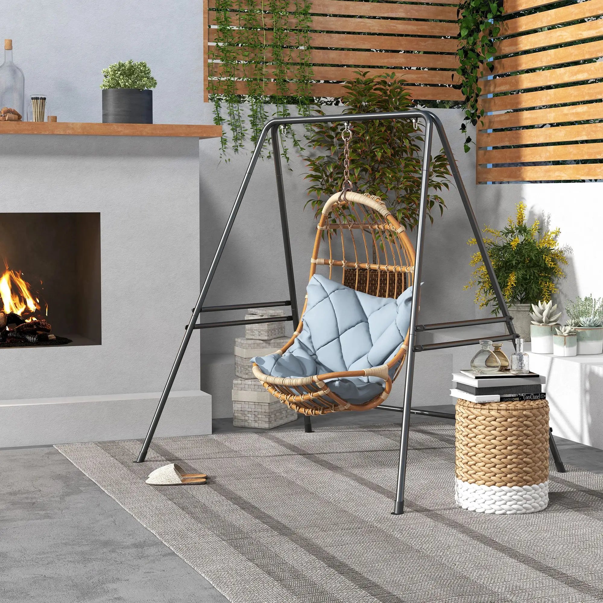 Hammock Chair Stand, Heavy Duty Metal Frame, Indoor Outdoor Use, Black Hammock Stands at Gallery Canada