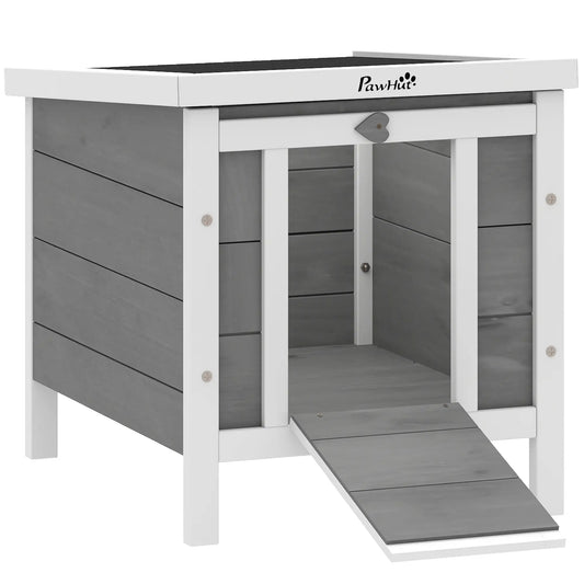 Wooden Rabbit Hutch, Bunny Cage, Outdoor Cat House, 20"x16.5"x17", Grey Rabbit Hutch Grey at Gallery Canada