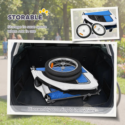 2 In 1 Dog Bike Trailer, Foldable Pet Stroller, Light Grey