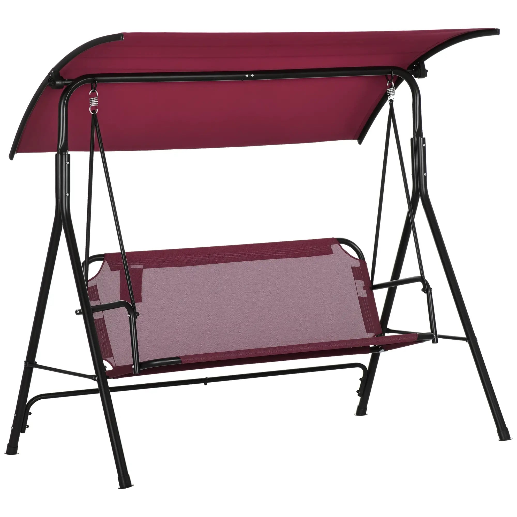 3-Seater Outdoor Swing with Adjustable Canopy, Wine Red Porch Swings with Canopy at Gallery Canada