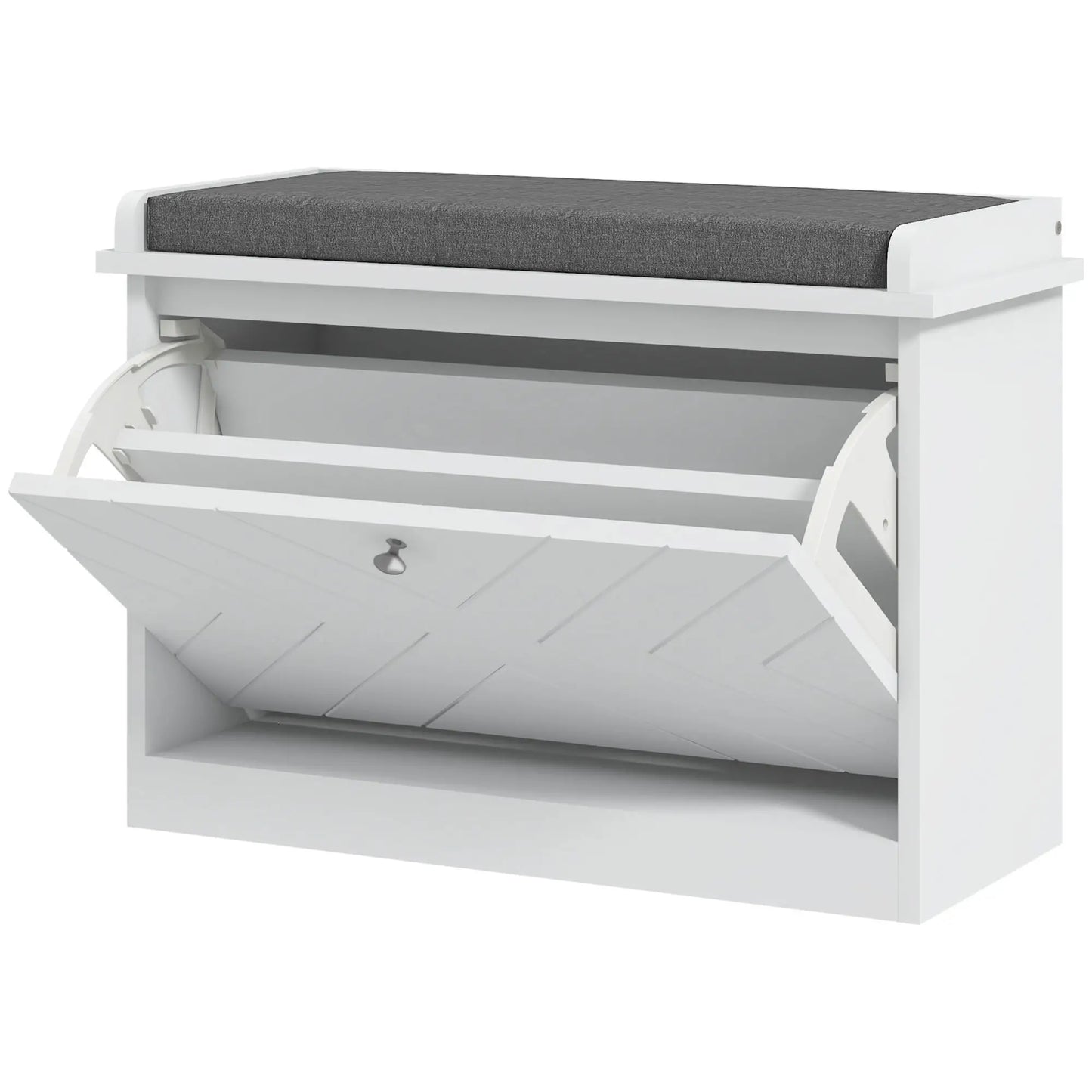 Upholstered Shoe Storage Bench with Flip Drawer, Adjustable Shelf, 6 Pairs Shoe Storage Cabinets & Racks White at Gallery Canada