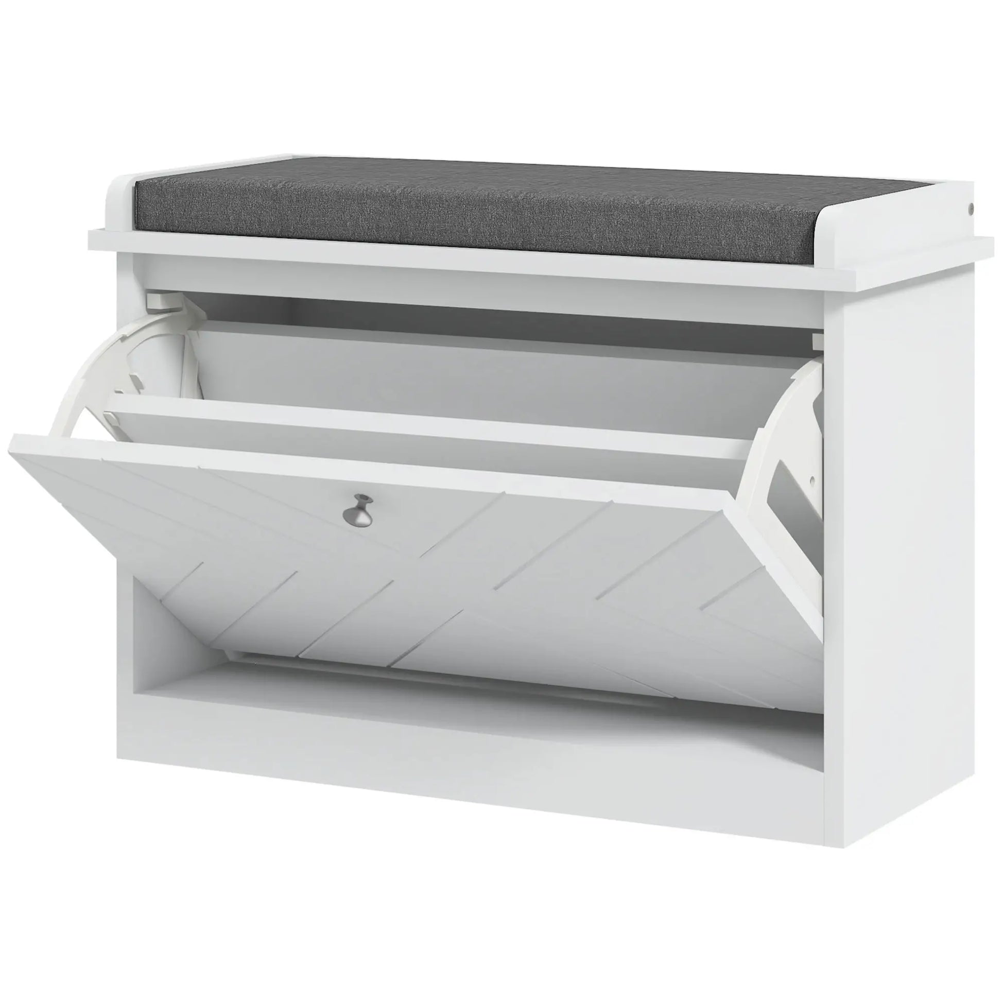 Upholstered Shoe Storage Bench with Flip Drawer, Adjustable Shelf, 6 Pairs Shoe Storage Cabinets & Racks White at Gallery Canada