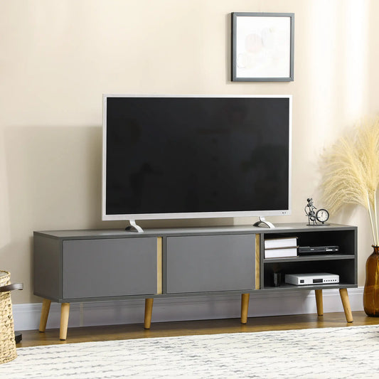 TV Stand for 55" TVs, Cabinet with Shelves, Dark Grey TV Stands Dark Grey at Gallery Canada