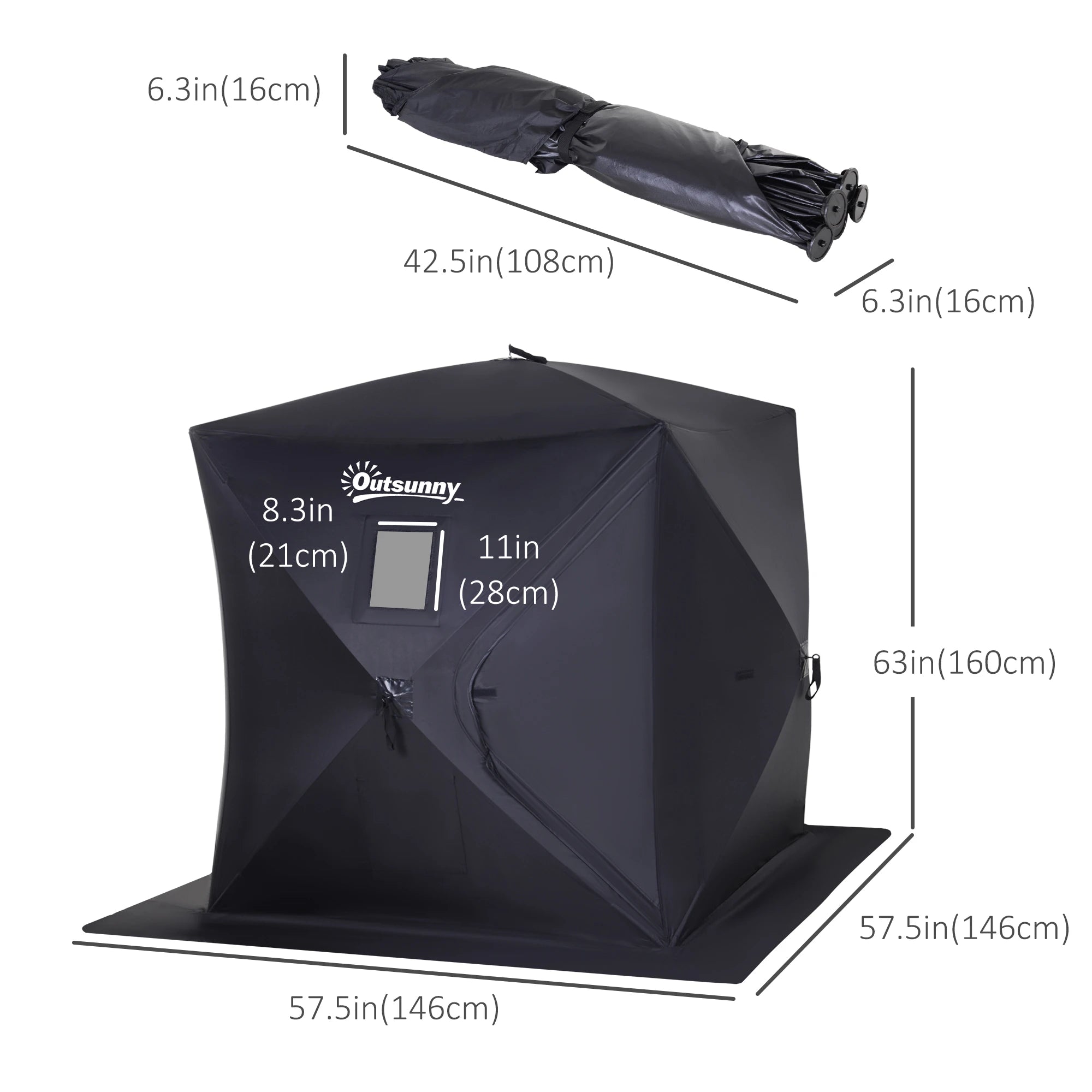 2 Person Ice Fishing Tent, Shelter with Carry Bag, Black Ice Fishing Tents at Gallery Canada