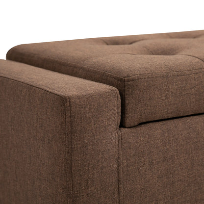 Storage Ottoman Bench, Linen Upholstered, Tufted, Brown Storage Ottomans & Benches at Gallery Canada