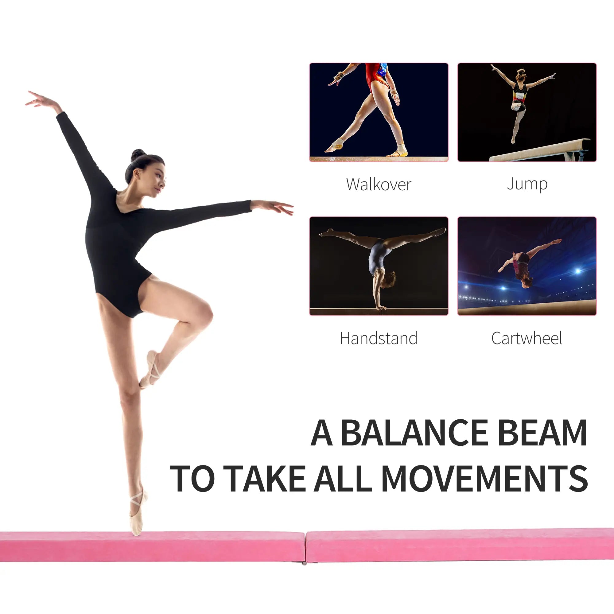7ft Folding Balance Beam, Gymnastics Beam with Wood Core, Pink Gymnastics Mats at Gallery Canada