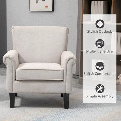 Upholstered Accent Chair, Soft Velvet Fabric, Rolled Armrest, Grey Single Sofas at Gallery Canada