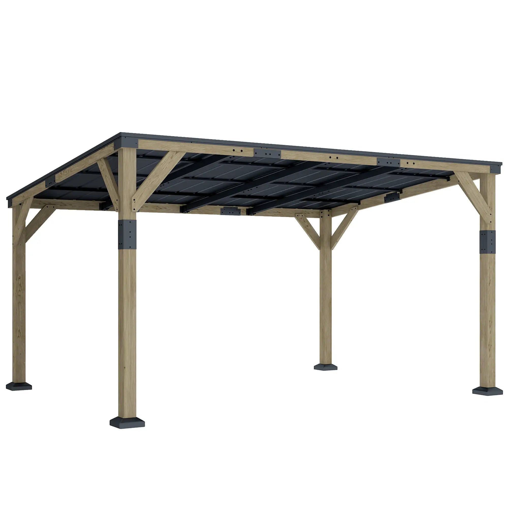 14' x 10' Galvanized Steel Hardtop Gazebo, Dark Grey Pergolas at Gallery Canada