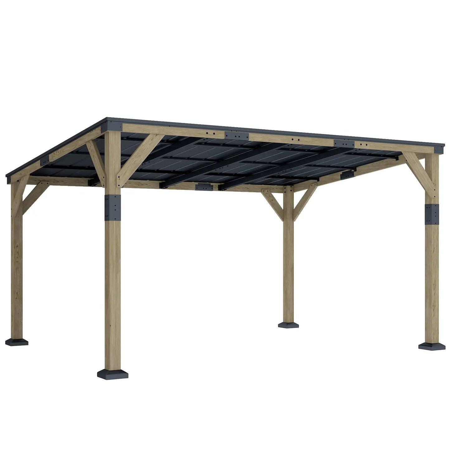 14' x 10' Galvanized Steel Hardtop Gazebo, Dark Grey Pergolas at Gallery Canada