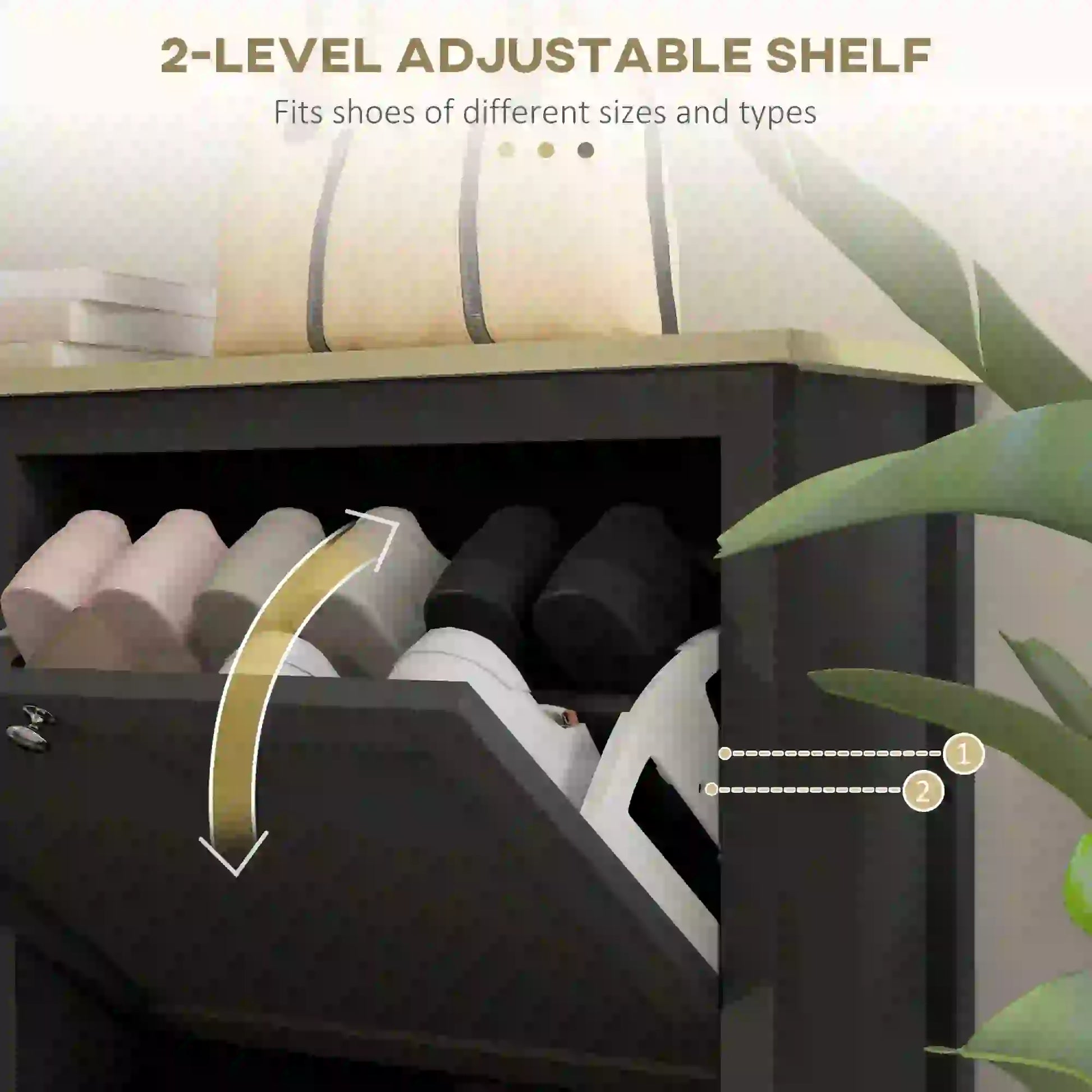 Shoe Storage Cabinet, 4 Flip Drawers, Adjustable Shelves, Holds 20 Pairs, Black Shoe Storage Cabinets & Racks at Gallery Canada