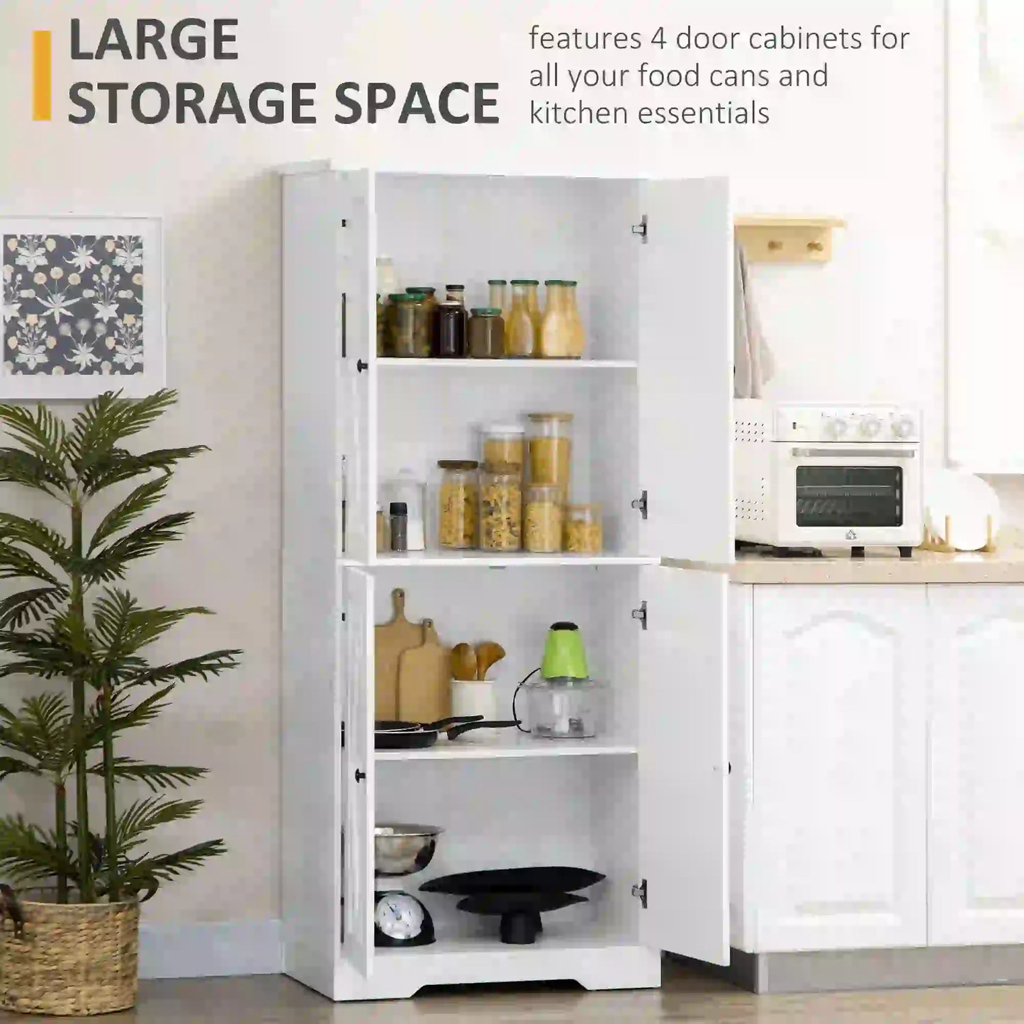 Freestanding Storage Cabinet, Kitchen Pantry with Doors, Shelves Kitchen Pantry Cabinets at Gallery Canada