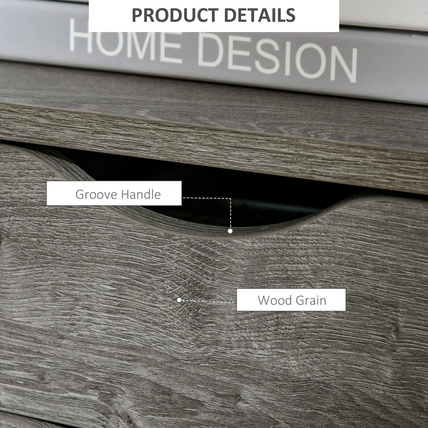 Industrial Nightstand, 2 Drawers with Storage Shelf, Grey Side Tables at Gallery Canada