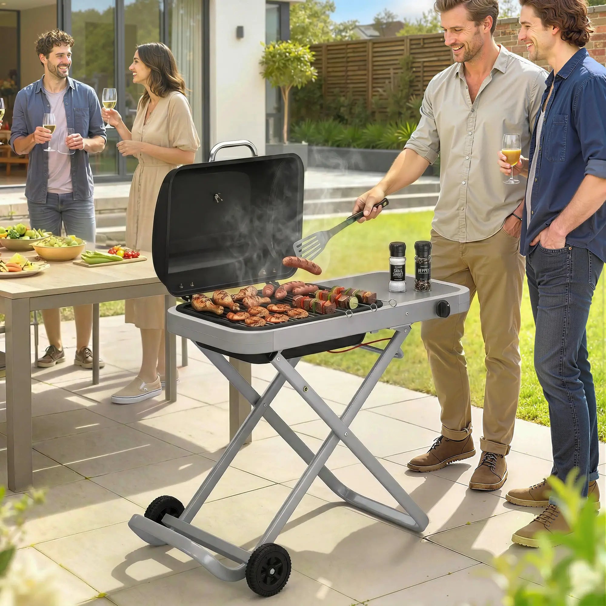 Portable Propane BBQ Grill, Foldable Cart, 9500 BTU, Black Propane Gas Grills at Gallery Canada