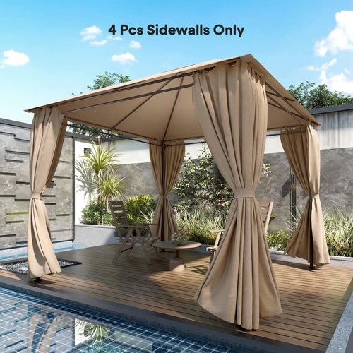 10' x 10' Gazebo Sidewall Set, 4 Panels, Windows, Doors, Khaki