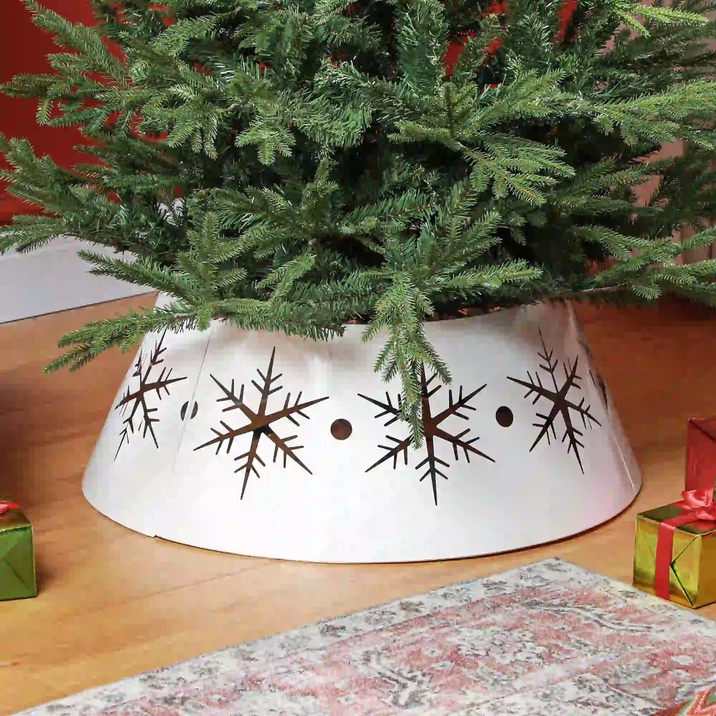 26" Christmas Tree Base Cover, Hollow Snowflake Patterns, White Christmas Trees at Gallery Canada
