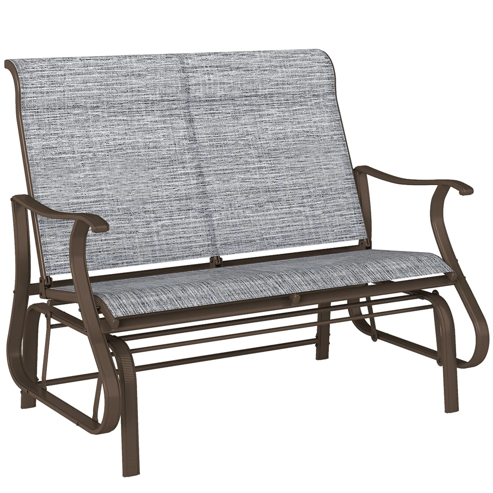 Garden Double Gliding Chair, Patio Glider, Steel Frame, Dark Grey Outdoor Gliders Dark Grey at Gallery Canada