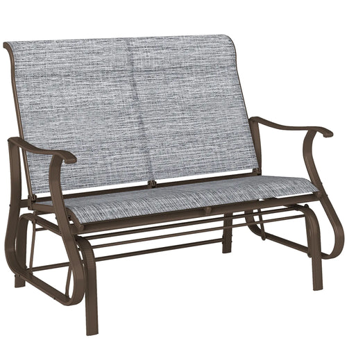 Garden Double Gliding Chair, Patio Glider, Steel Frame, Dark Grey