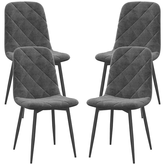 Dining Chairs Set of 4, Upholstered Dining Room Chairs with Steel Legs, Modern Kitchen Chair for Dining Room, Grey - Gallery Canada